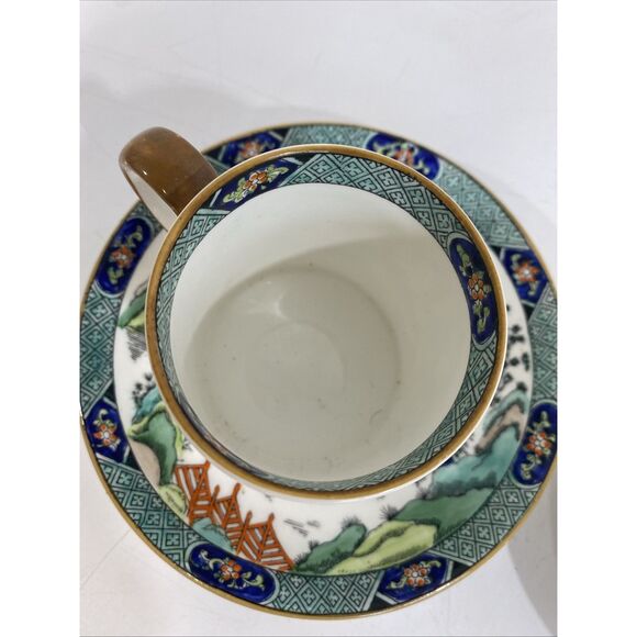 Staffordshire fine bone China Chinese Willow (2) Saucer plates (1) Demitasse Cup - Picture 6 of 7